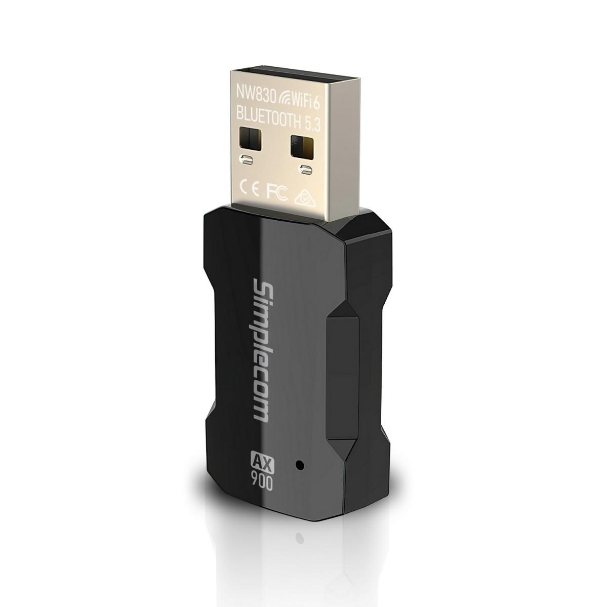A large main feature product image of Simplecom NW830 Wi-Fi 6 & Bluetooth 5.3 USB Wireless Adapter