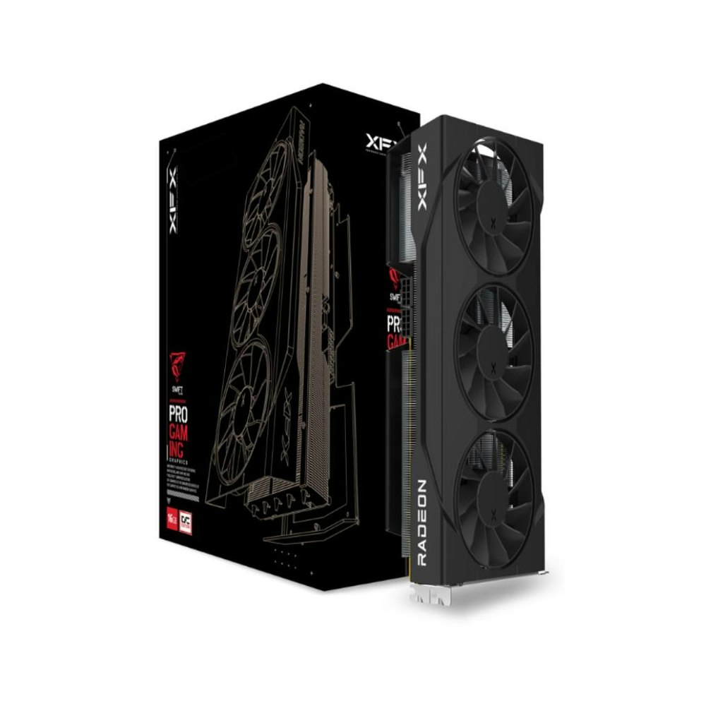 A large main feature product image of XFX Radeon RX 9070 Swift OC 16GB GDDR6
