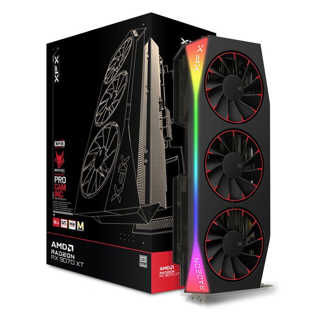 A large main feature product image of XFX Radeon RX 9070 XT Mercury OC 16GB GDDR6 - Magnetic Air Edition