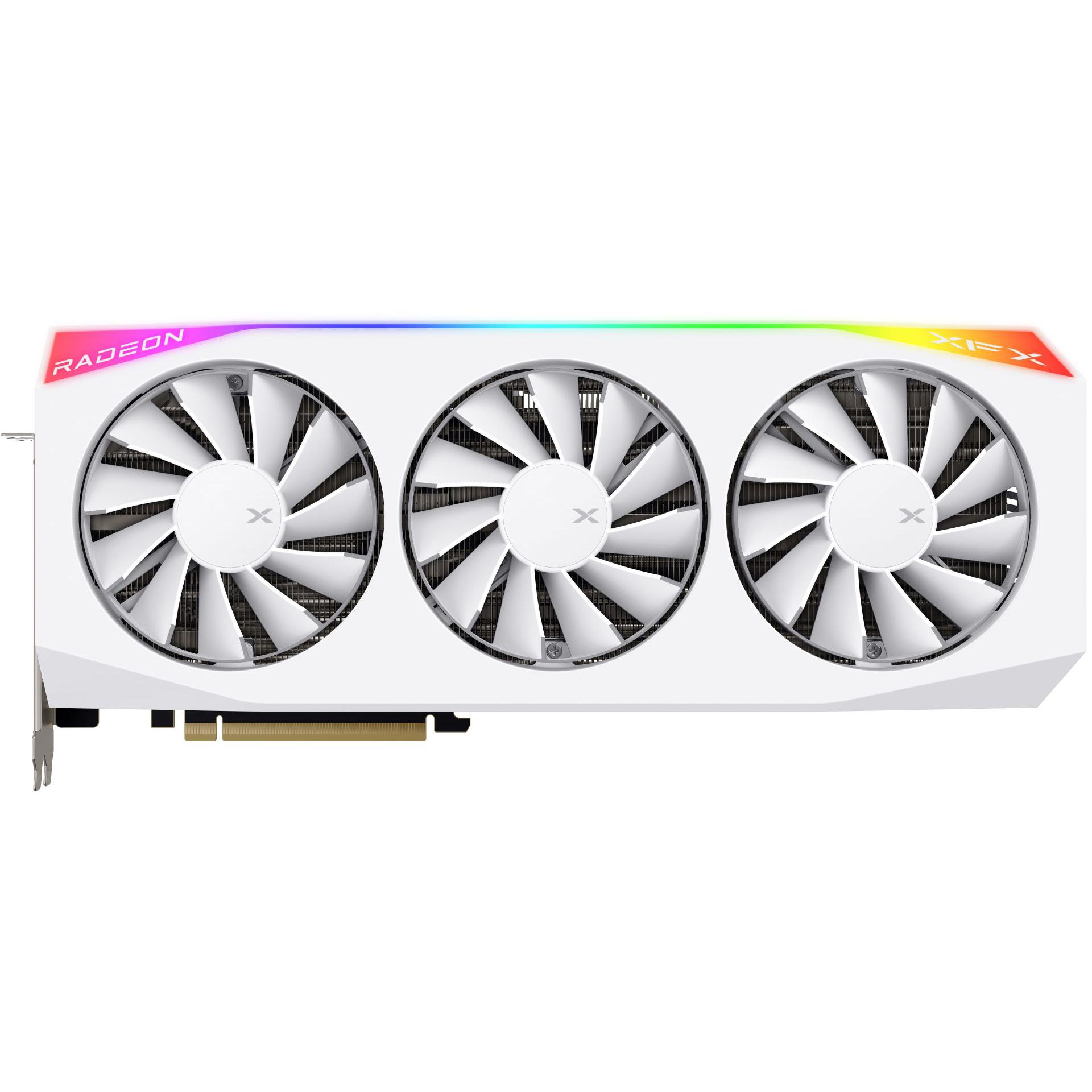 A large main feature product image of XFX Radeon RX 9070 XT Mercury OC 16GB GDDR6 - Magnetic Air Edition (White)
