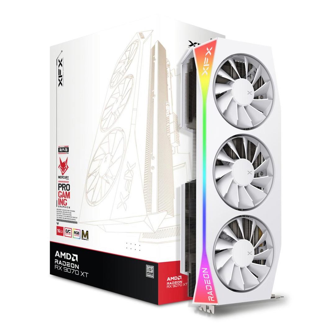 A large main feature product image of XFX Radeon RX 9070 XT Mercury OC 16GB GDDR6 - Magnetic Air Edition (White)