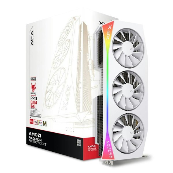 XFX Mercury Radeon RX 9070 XT OC Magnetic Air Edition 16GB GDDR6 - White