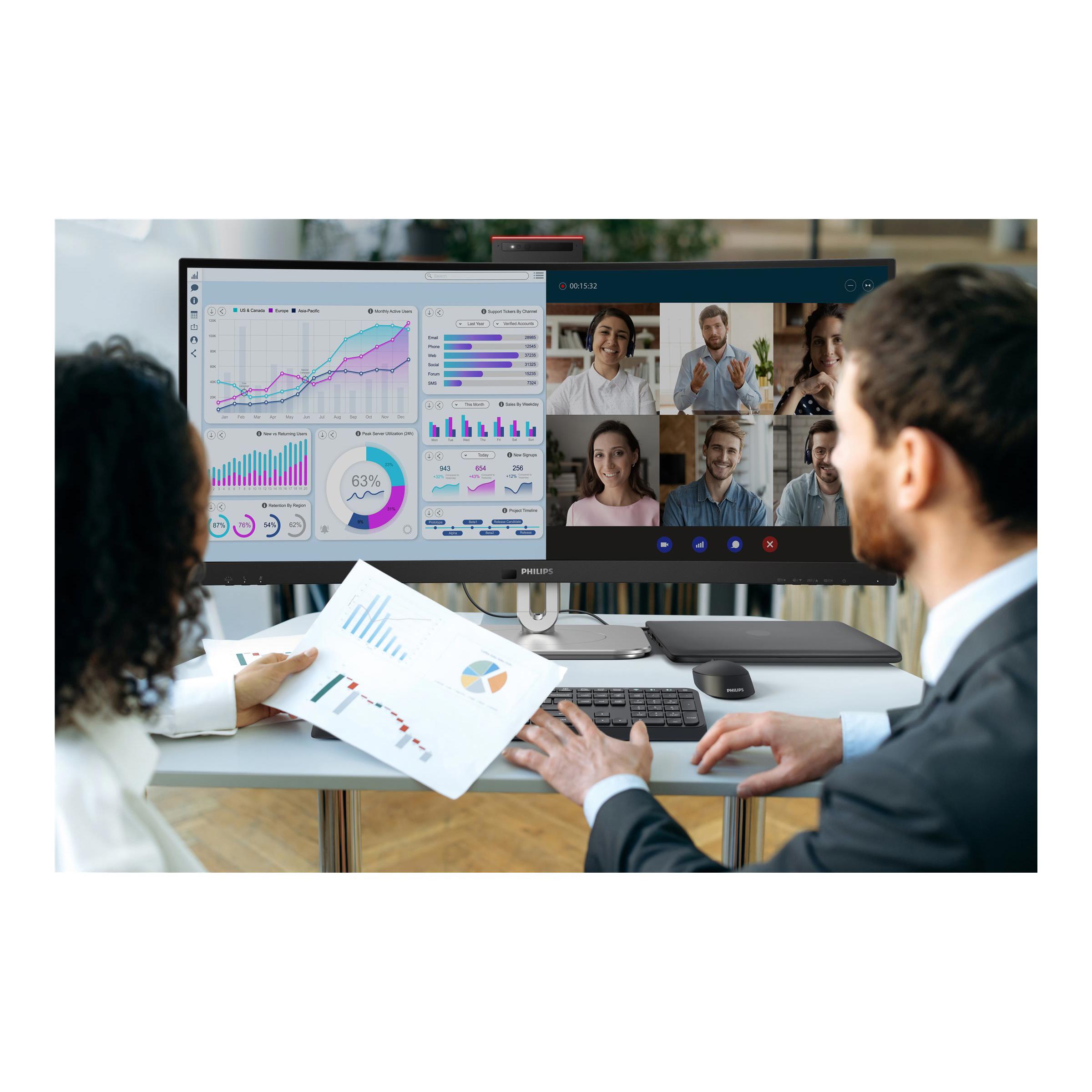 A large main feature product image of Philips 34B2U6603CH - 34" Curved 1440p Ultrawide 120Hz VA Business Monitor