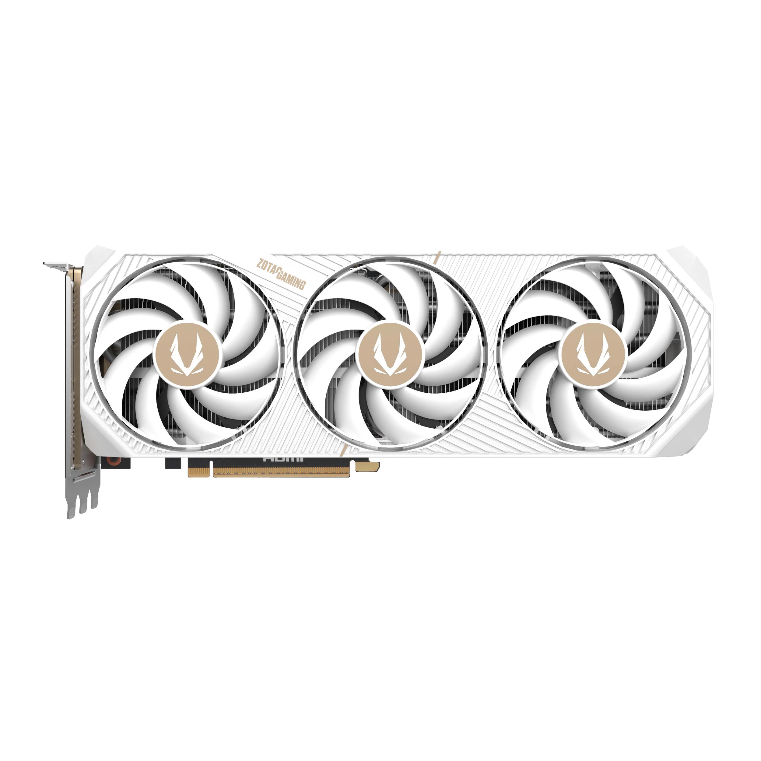 A large main feature product image of ZOTAC Gaming GeForce RTX 5070 Ti Solid Core OC 16GB GDDR7 - White