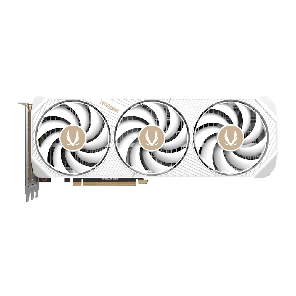 A large main feature product image of ZOTAC Gaming GeForce RTX 5070 Ti Solid Core OC 16GB GDDR7 - White