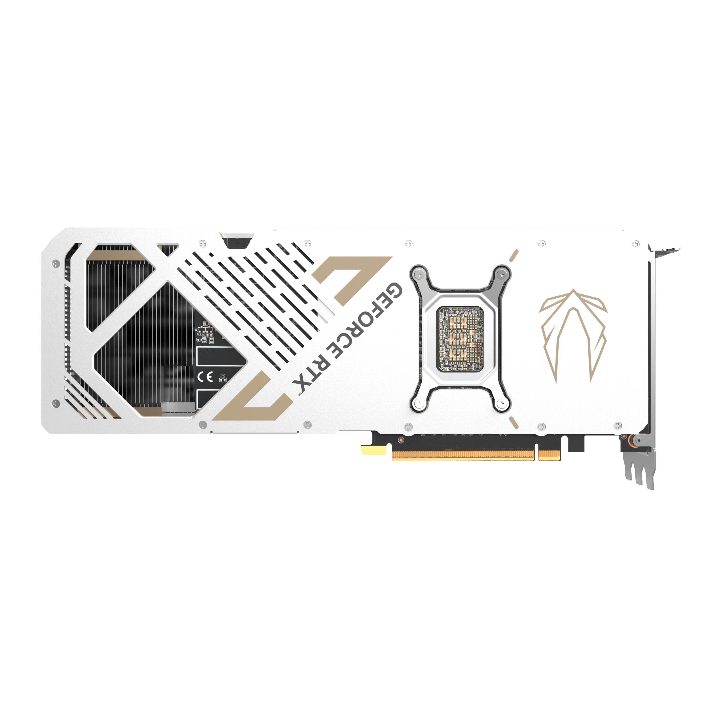A large main feature product image of ZOTAC Gaming GeForce RTX 5070 Ti Solid Core OC 16GB GDDR7 - White