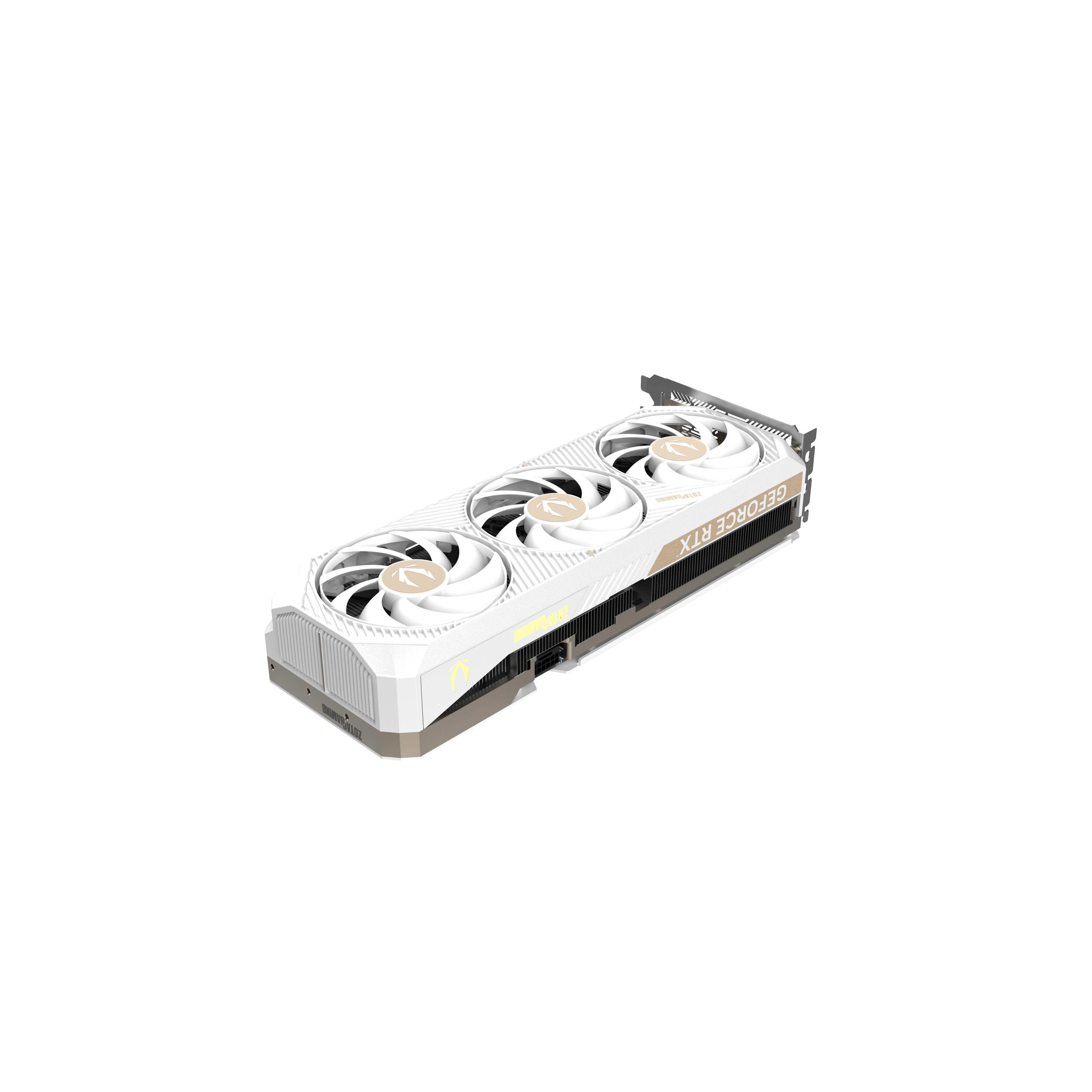 A large main feature product image of ZOTAC Gaming GeForce RTX 5070 Ti Solid Core OC 16GB GDDR7 - White