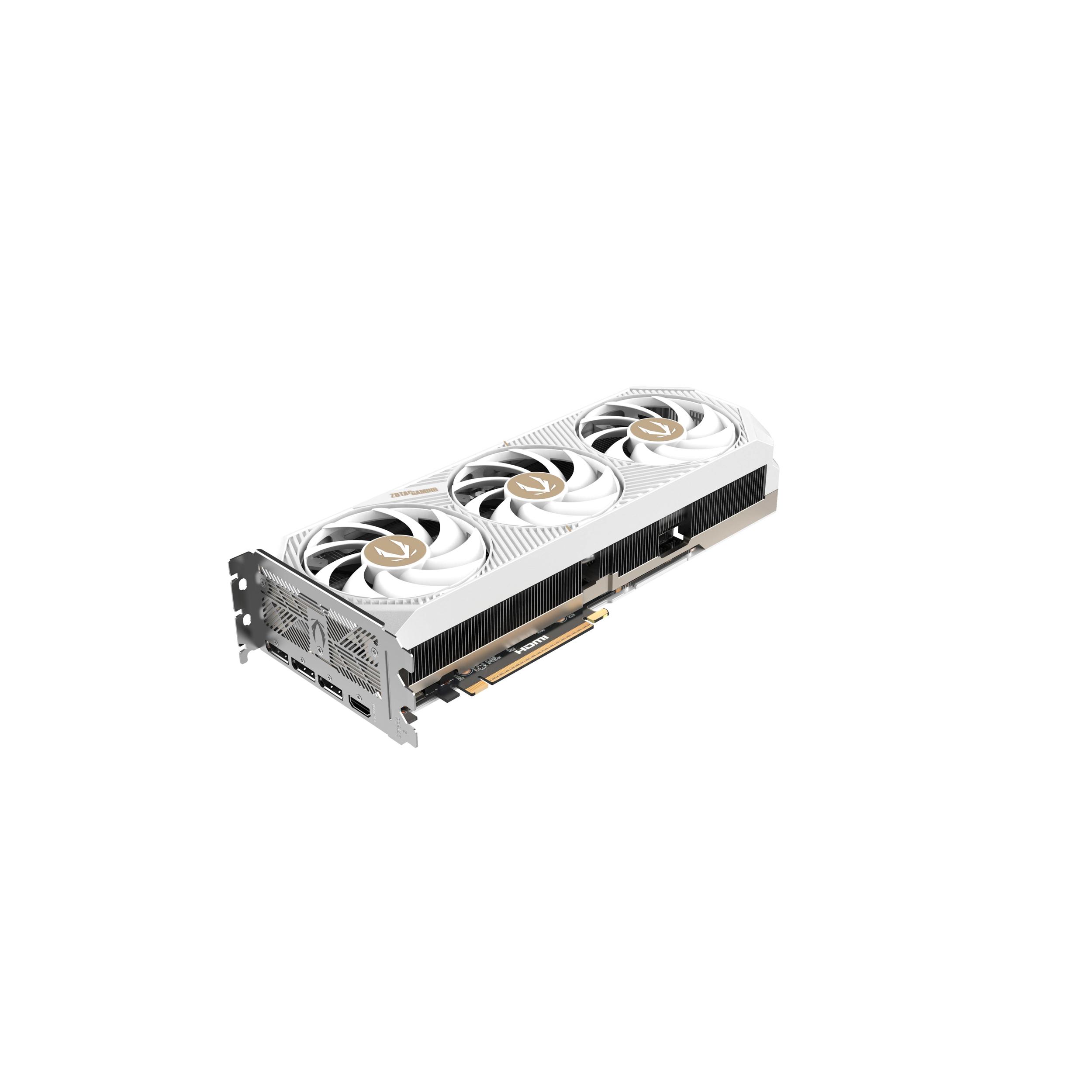 A large main feature product image of ZOTAC Gaming GeForce RTX 5070 Ti Solid Core OC 16GB GDDR7 - White