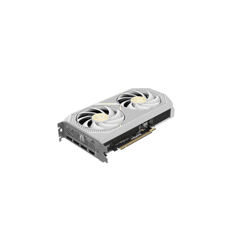 A large main feature product image of ZOTAC Gaming GeForce RTX 5060 Ti Twin Edge OC 16GB GDDR7 - White