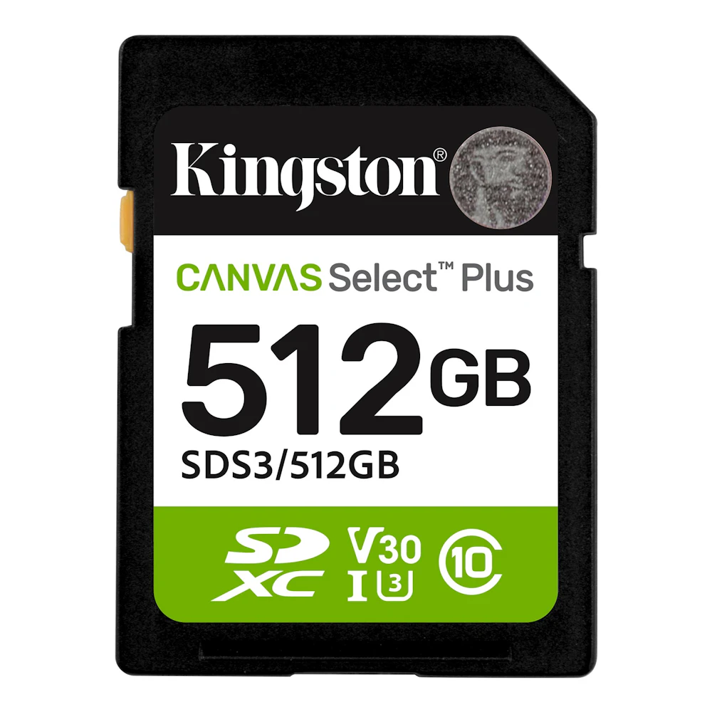 Kingston Canvas Select Plus 512GB SDXC U3 V30 UHS-I SD Card