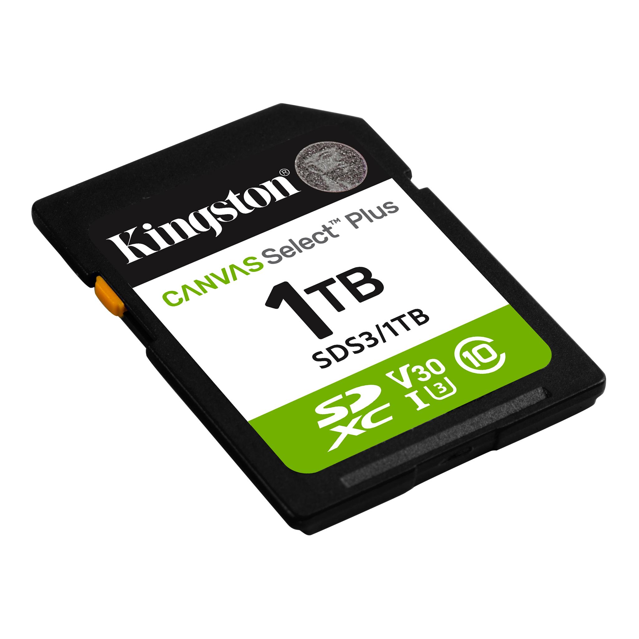 A large main feature product image of Kingston Canvas Select Plus 1TB SDXC U3 V30 UHS-I SD Card