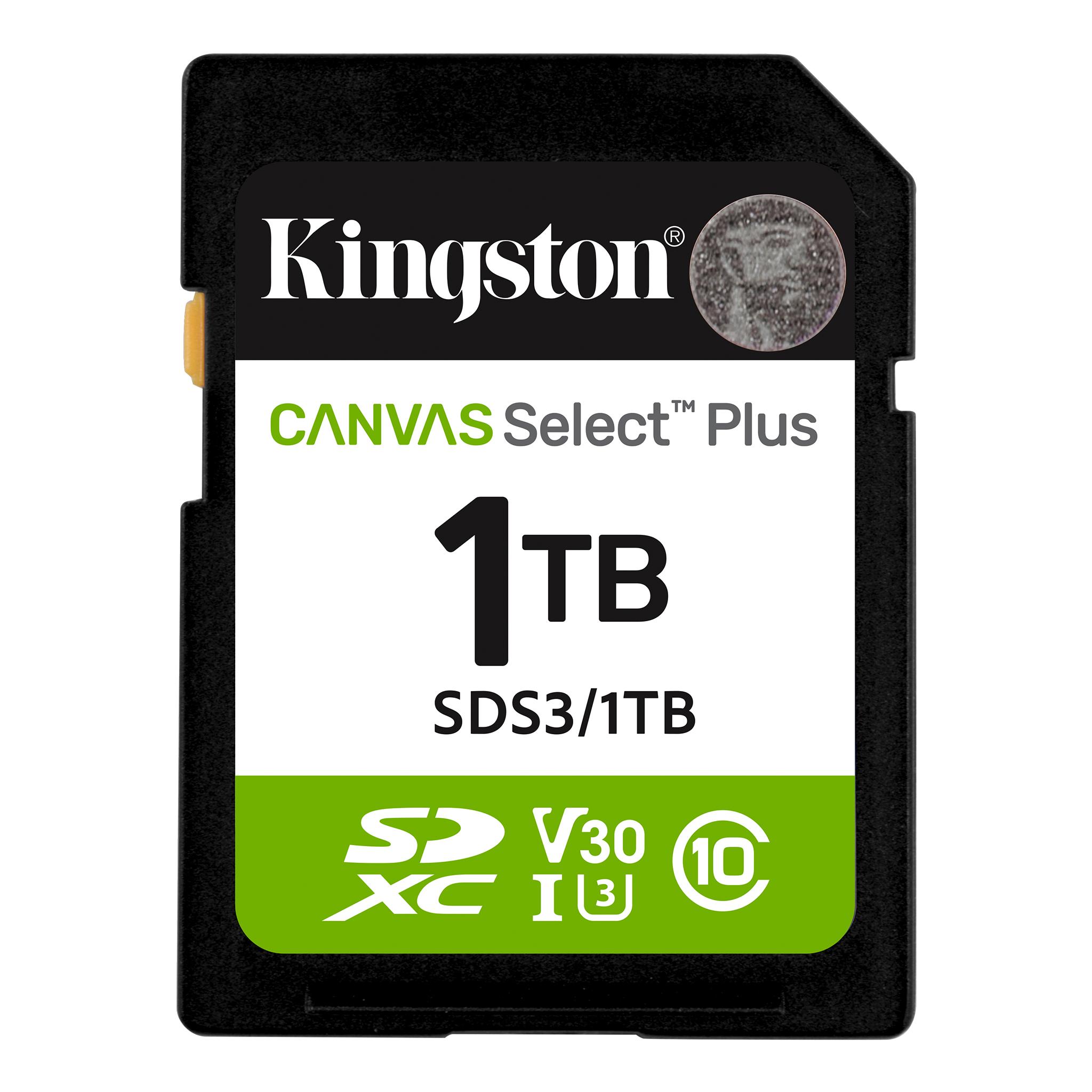 A large main feature product image of Kingston Canvas Select Plus 1TB SDXC U3 V30 UHS-I SD Card