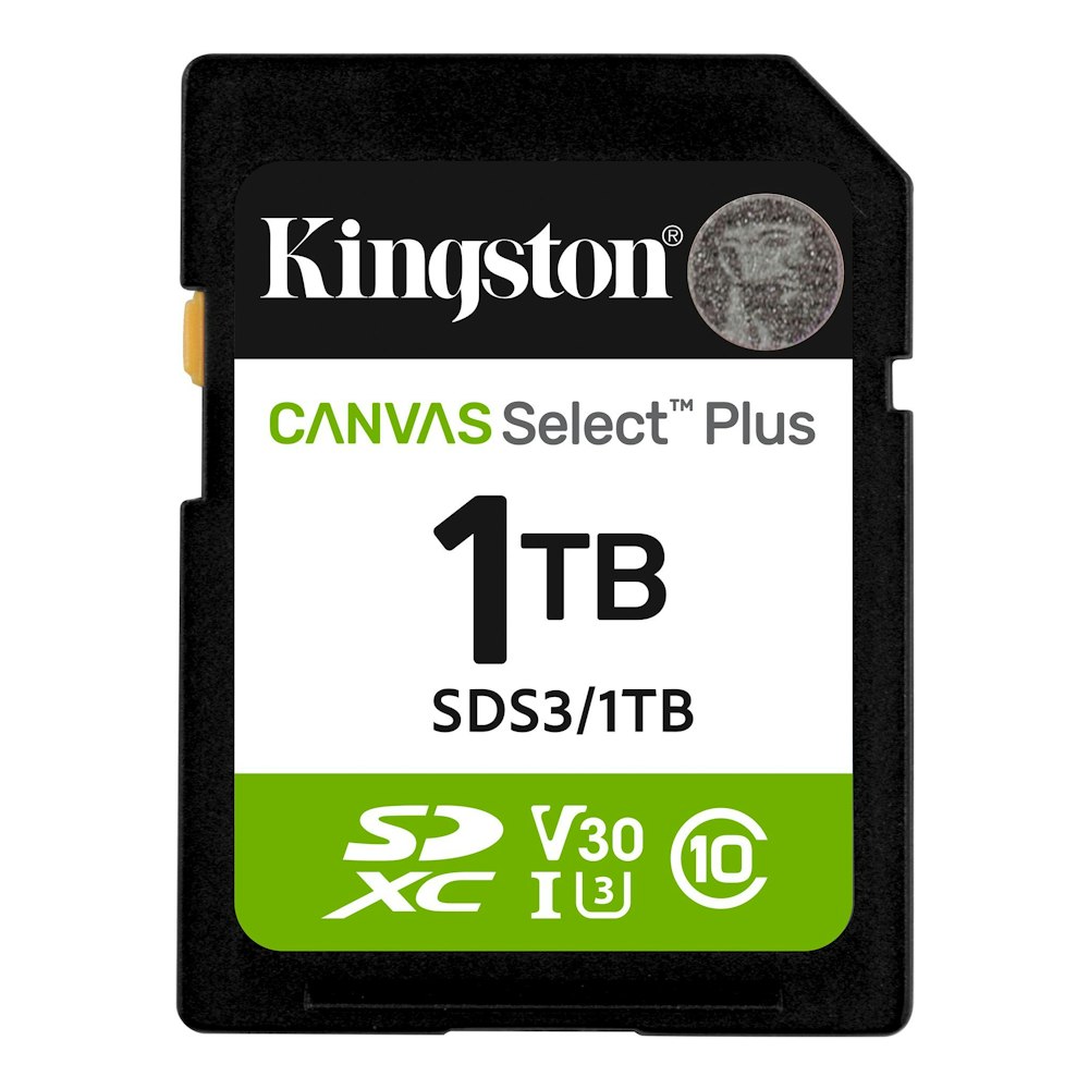 A large main feature product image of Kingston Canvas Select Plus 1TB SDXC U3 V30 UHS-I SD Card