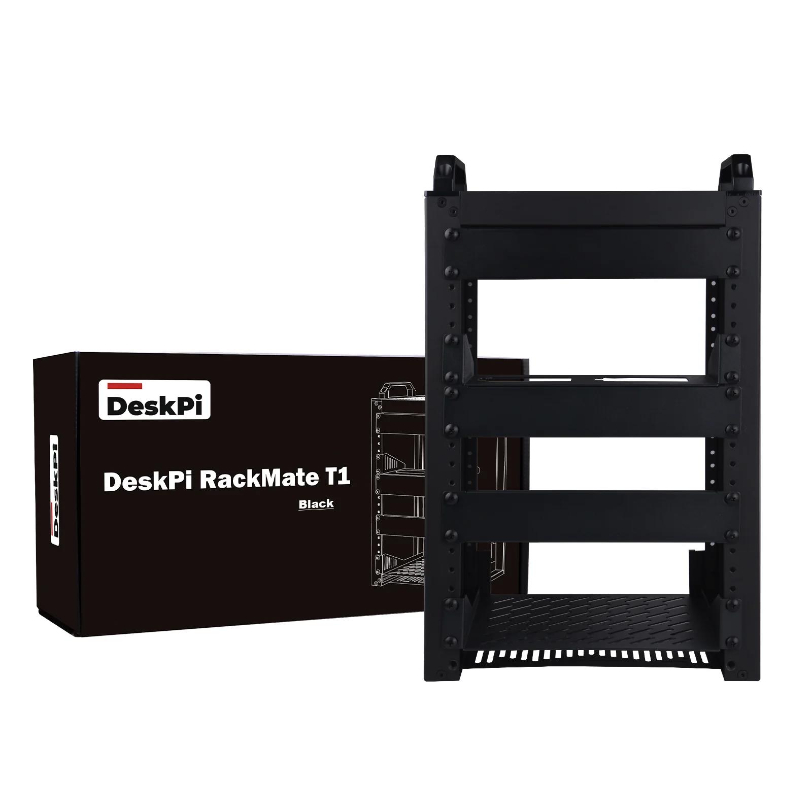 A large main feature product image of DeskPi RackMate T1 Rackmount 10" 8U Server Cabinet (Black)