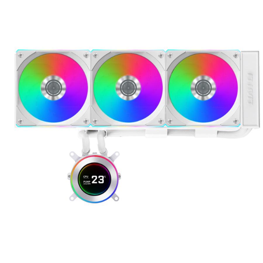 A large main feature product image of Lian Li Hydroshift II LCD-C 360CL - 360mm RGB AIO Liquid CPU Cooler (White)