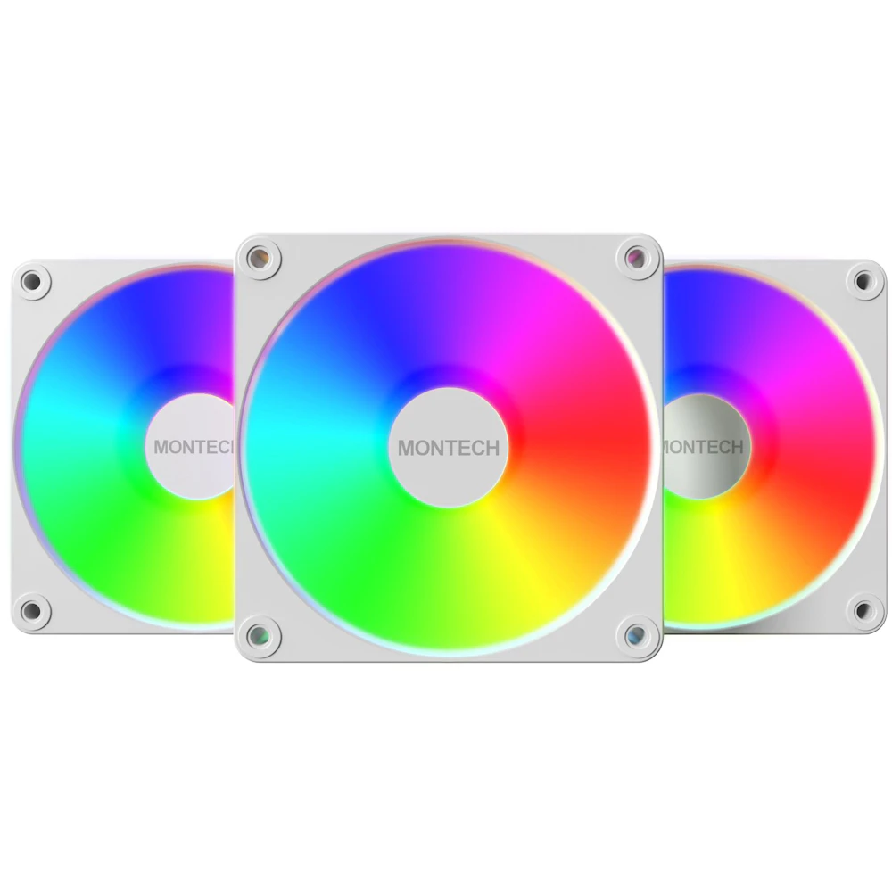 Montech GF120R V2 ARGB 120mm PWM Reverse Blade Fan 3-Pack (White)