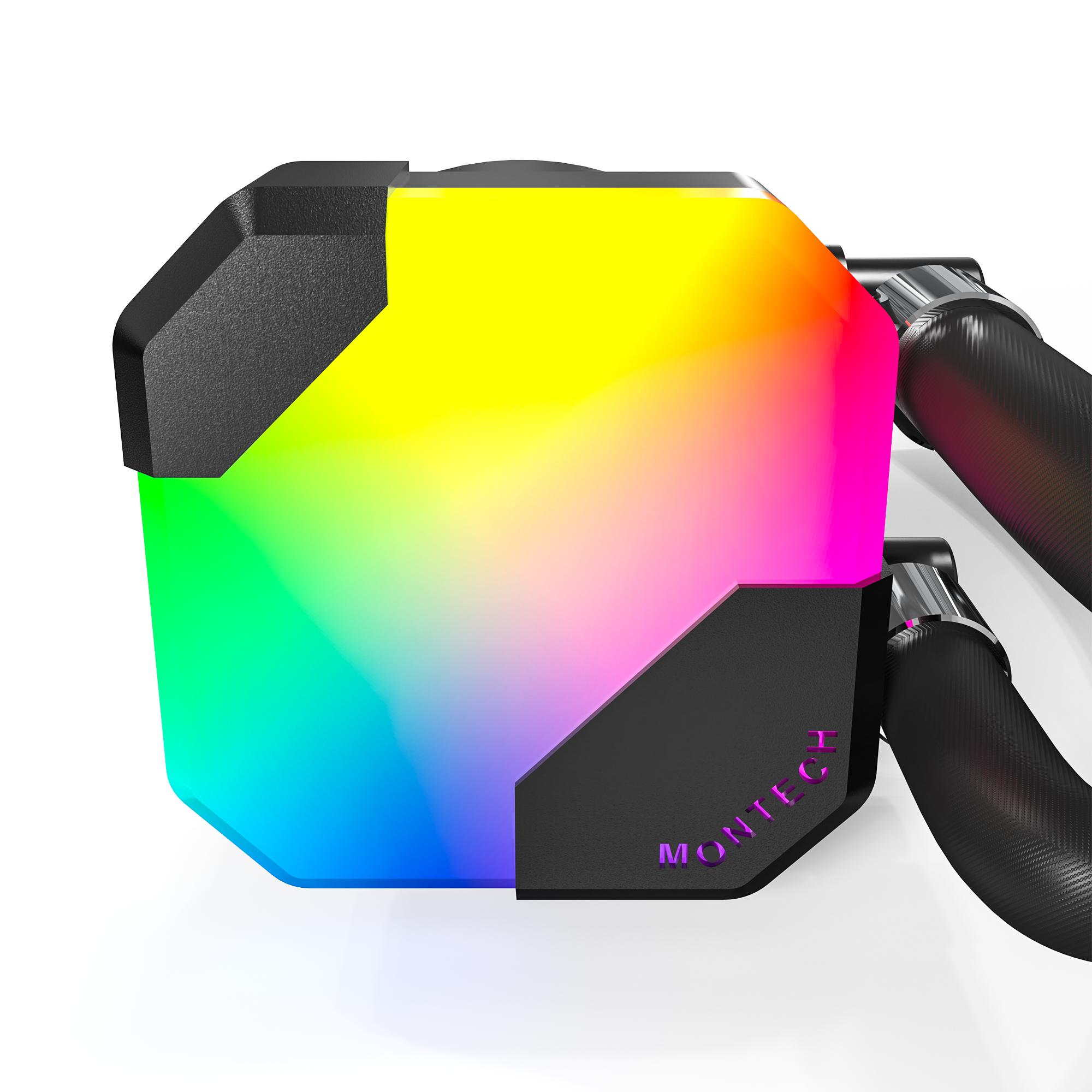 A large main feature product image of Montech HyperFlow ARGB 360mm AIO Liquid CPU Cooler (Black)