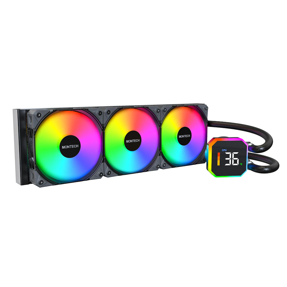 Montech HyperFlow Digital ARGB 360mm AIO Liquid CPU Cooler (Black)