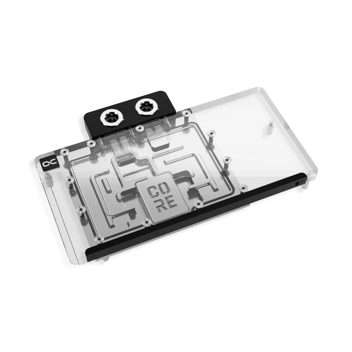 A large main feature product image of Alphacool Core RX 9070 XT AORUS ELITE GPU Water Block