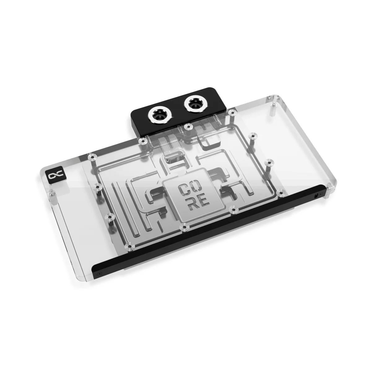 A large main feature product image of Alphacool Core RX 9070 XT NITRO+ GPU Water Block