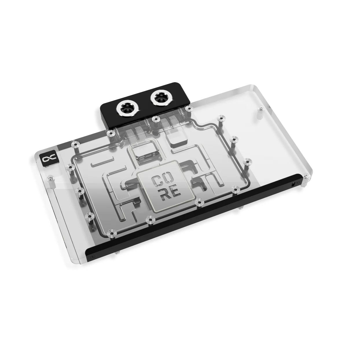 A large main feature product image of Alphacool Core RX 9070 XT TUF/PRIME GPU Water Block