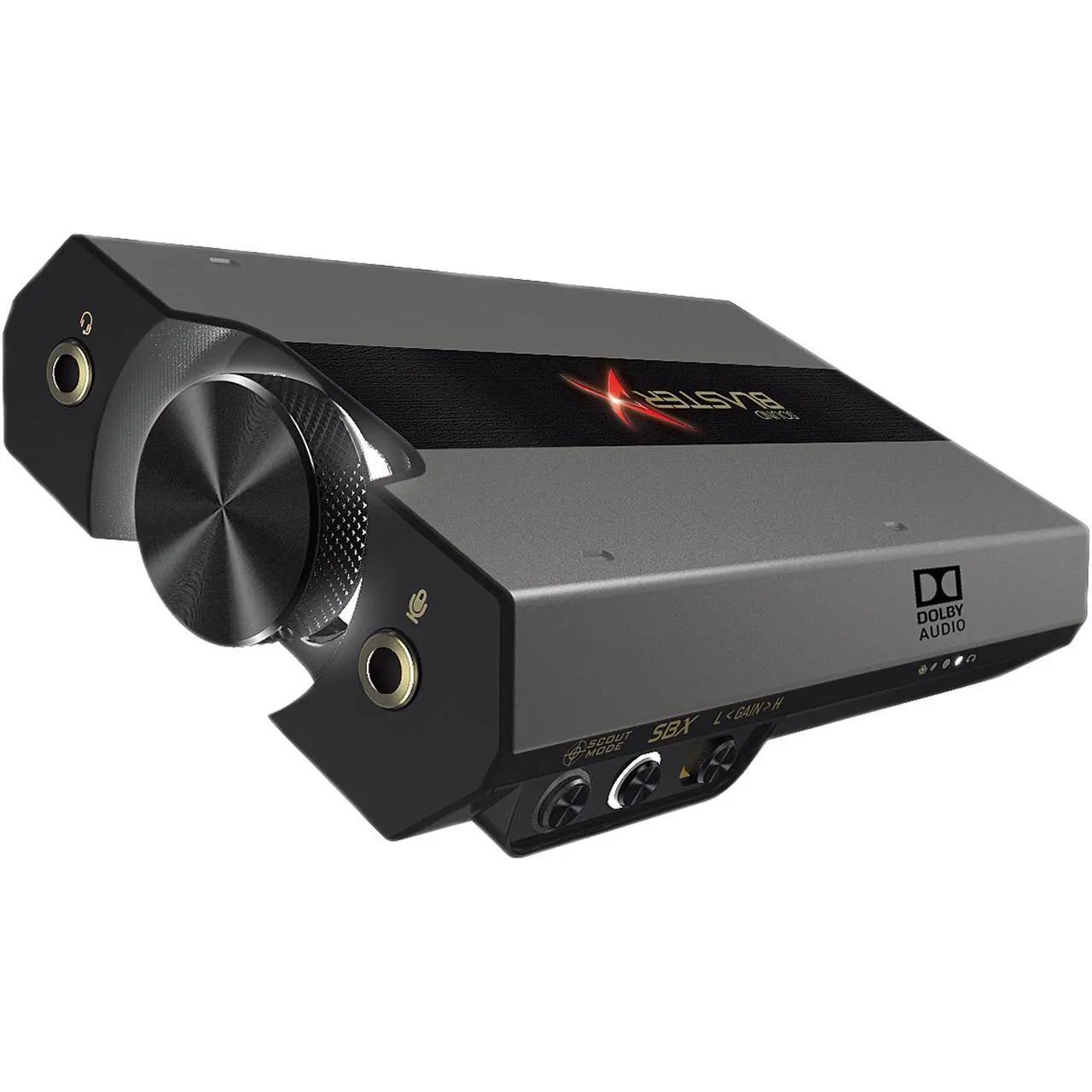 A large main feature product image of Creative Sound BlasterX G6 Gaming Sound Card