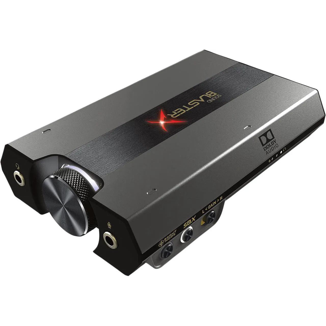 A large main feature product image of Creative Sound BlasterX G6 Gaming Sound Card