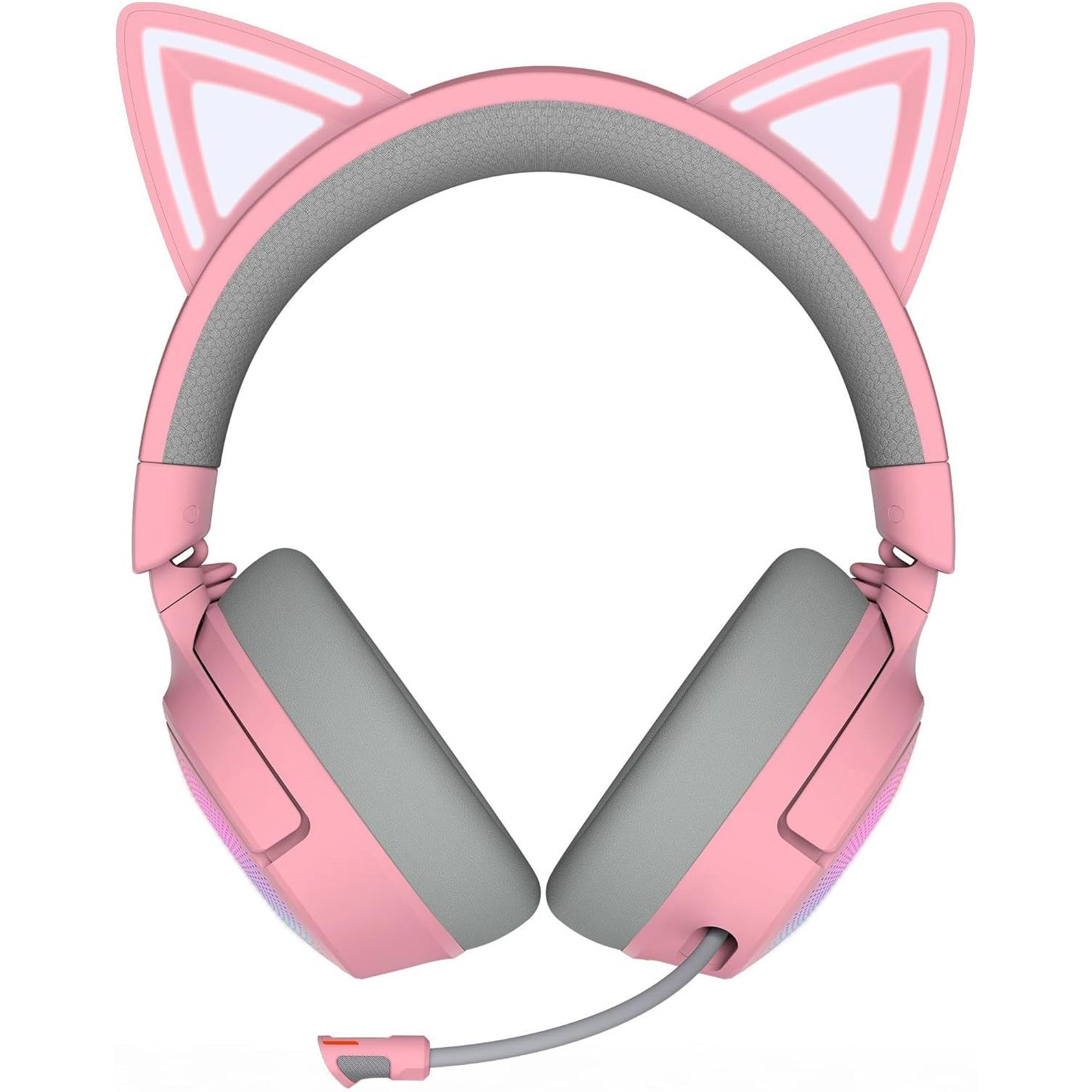 A large main feature product image of Razer Kraken Kitty V3 Pro - Wireless RGB Gaming Headset (Quartz Pink)
