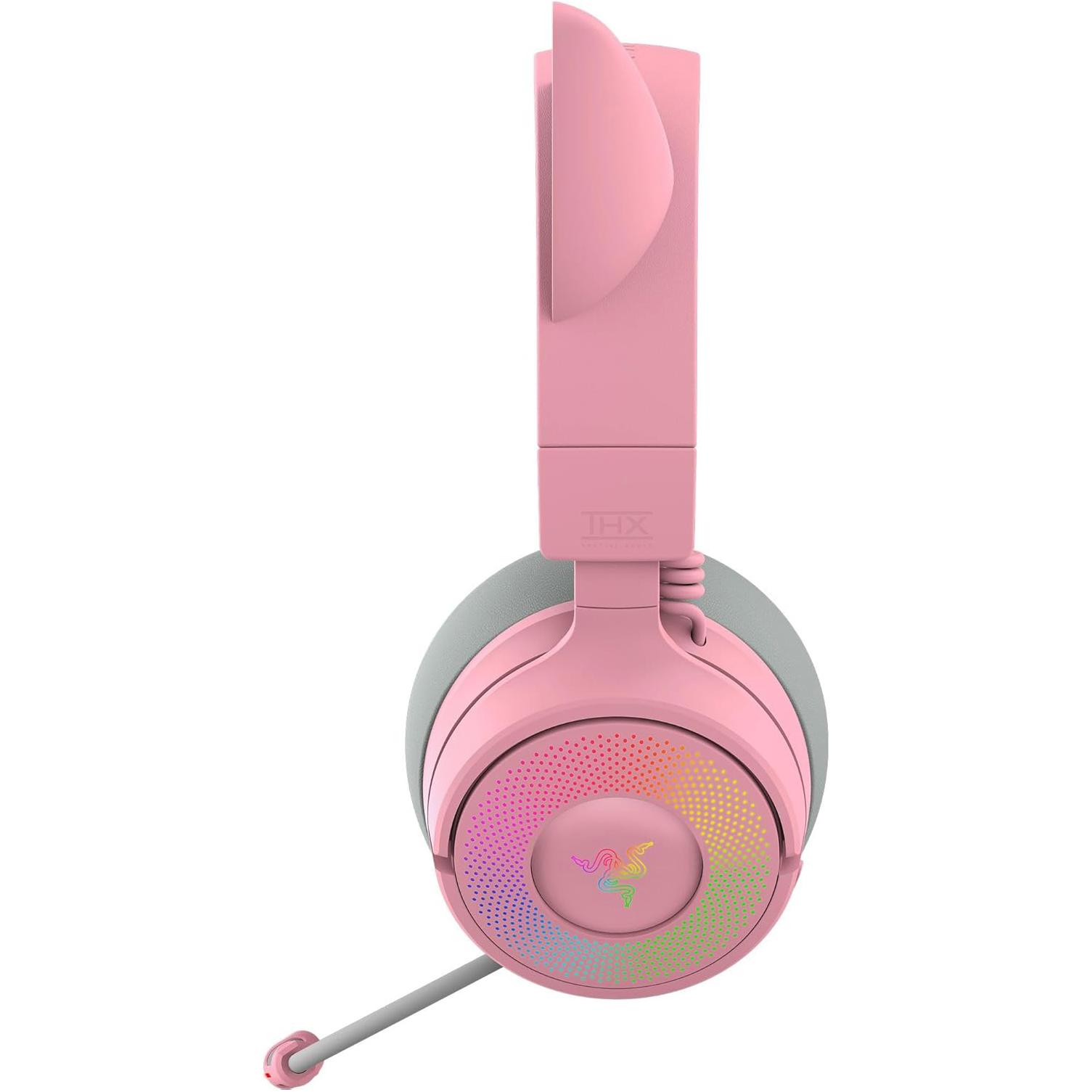 A large main feature product image of Razer Kraken Kitty V3 Pro - Wireless RGB Gaming Headset (Quartz Pink)