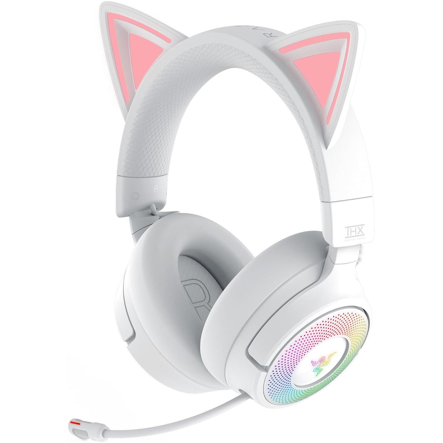 A large main feature product image of Razer Kraken Kitty V3 Pro - Wireless RGB Gaming Headset (White)
