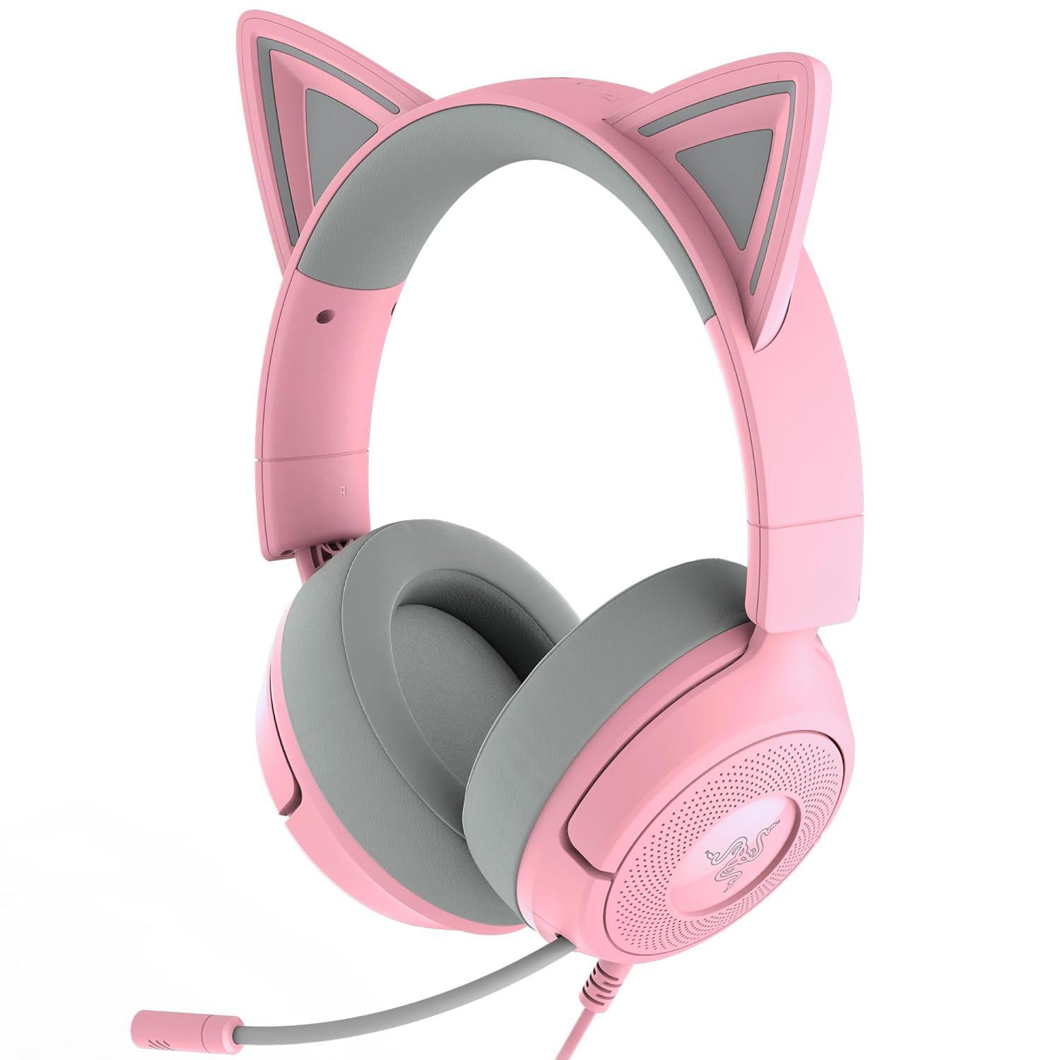 A large main feature product image of Razer Kraken Kitty V3 X - Wired RGB Gaming Headset (Quartz Pink)