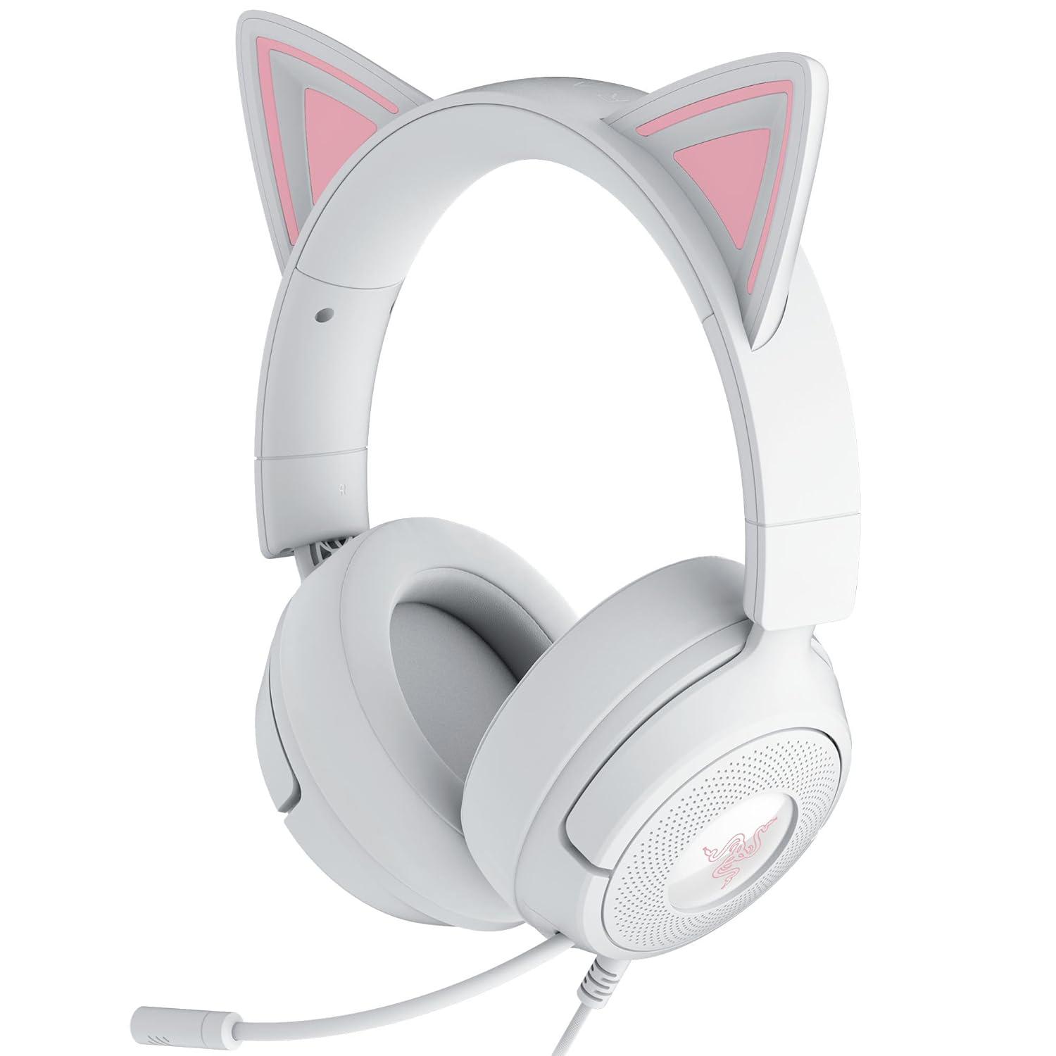 A large main feature product image of Razer Kraken Kitty V3 X - Wired RGB Gaming Headset (White)