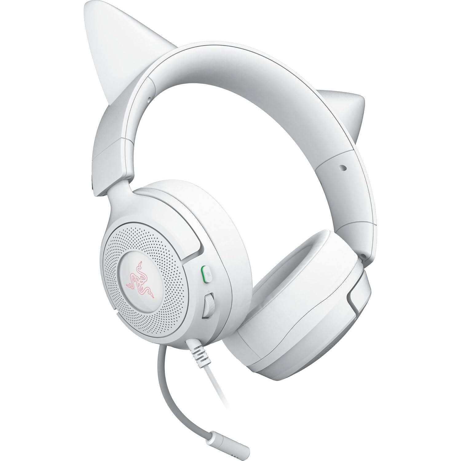 A large main feature product image of Razer Kraken Kitty V3 X - Wired RGB Gaming Headset (White)