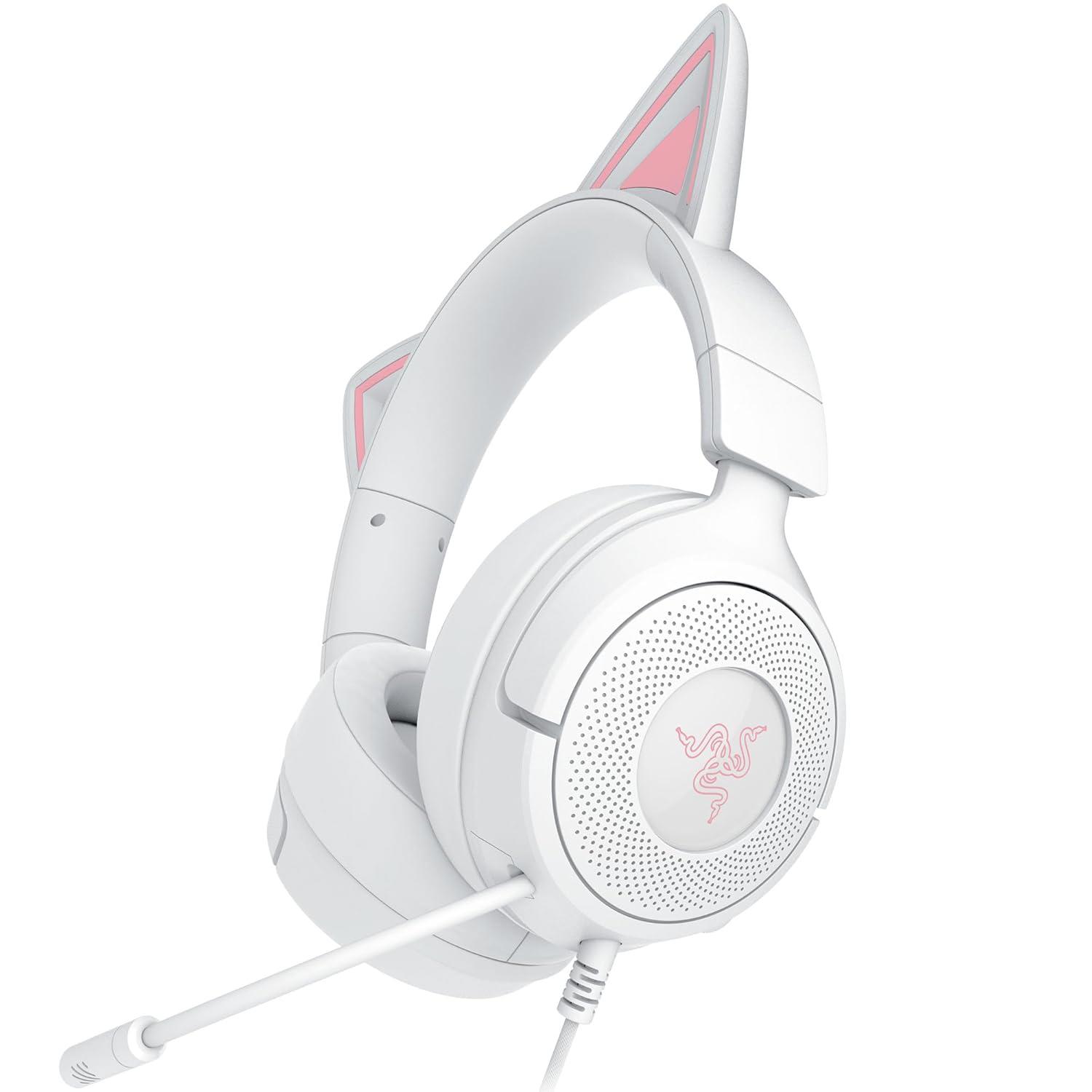 A large main feature product image of Razer Kraken Kitty V3 X - Wired RGB Gaming Headset (White)
