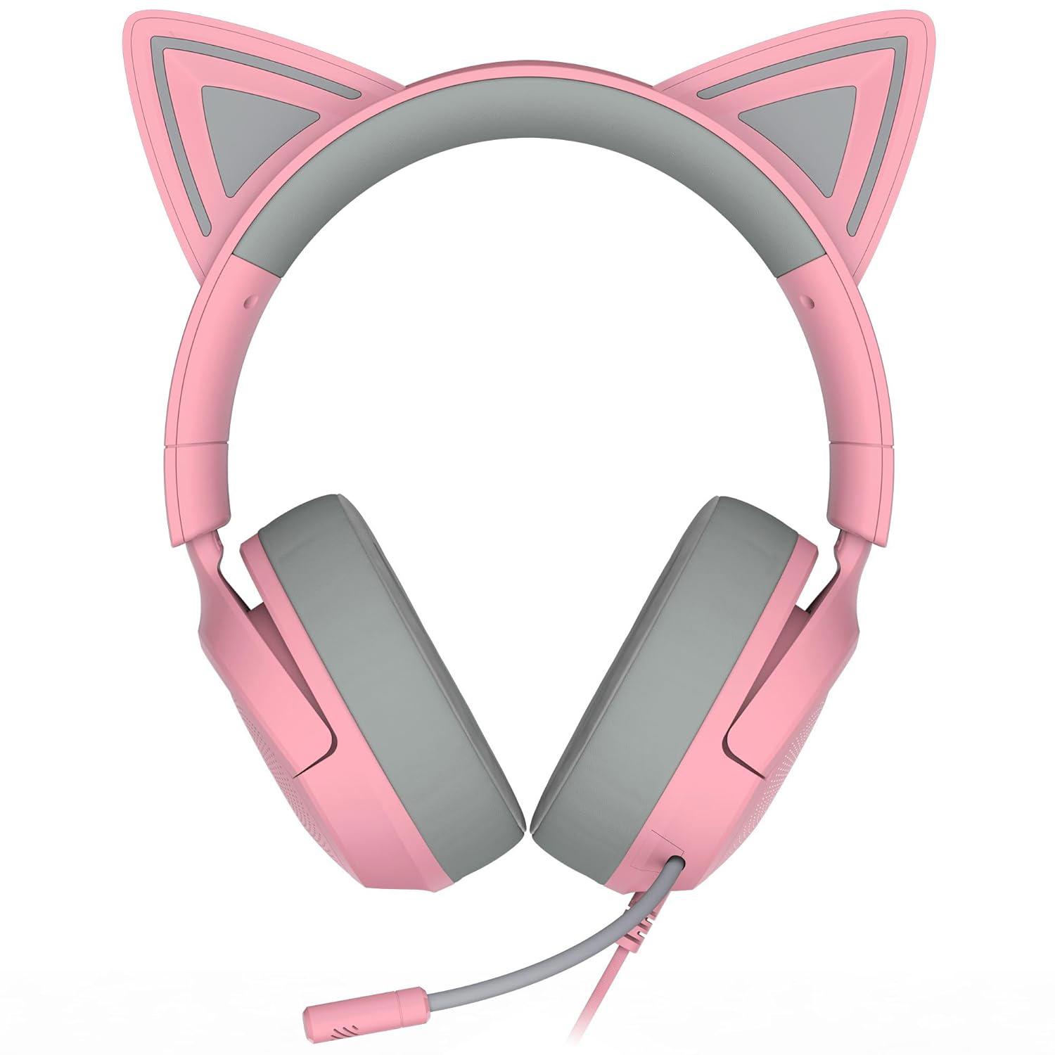 A large main feature product image of Razer Kraken Kitty V3 X - Wired RGB Gaming Headset (Quartz Pink)