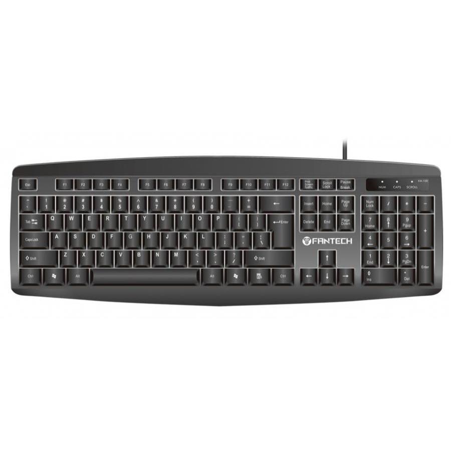 A large main feature product image of Fantech KM-100 Office PC Wired Keyboard + Mouse Combo Set