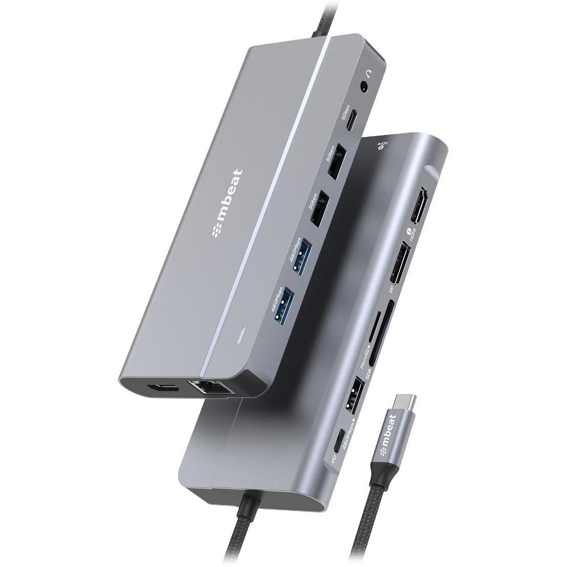 A large main feature product image of mbeat Elite X14 Triple 4K Display Multi-Port USB-C Hub