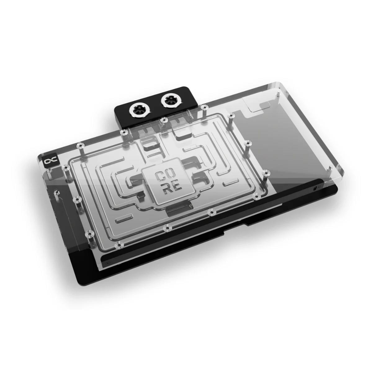 A large main feature product image of Alphacool Core GeForce RTX 5080 ROG Astral GPU Water Block