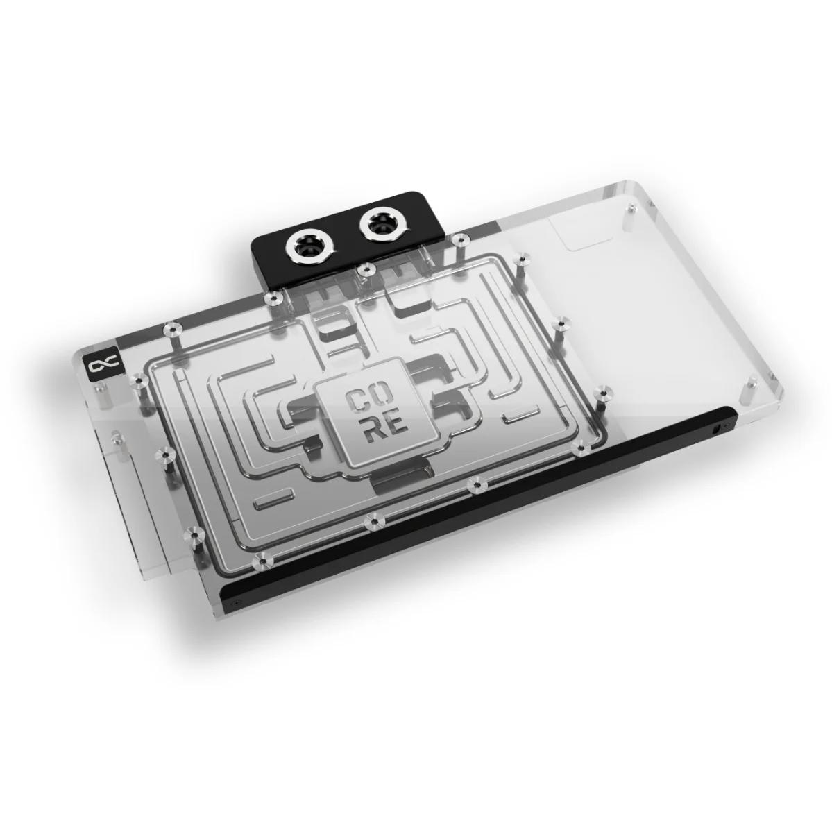 A large main feature product image of Alphacool Core GeForce RTX 5080 ROG Astral GPU Water Block
