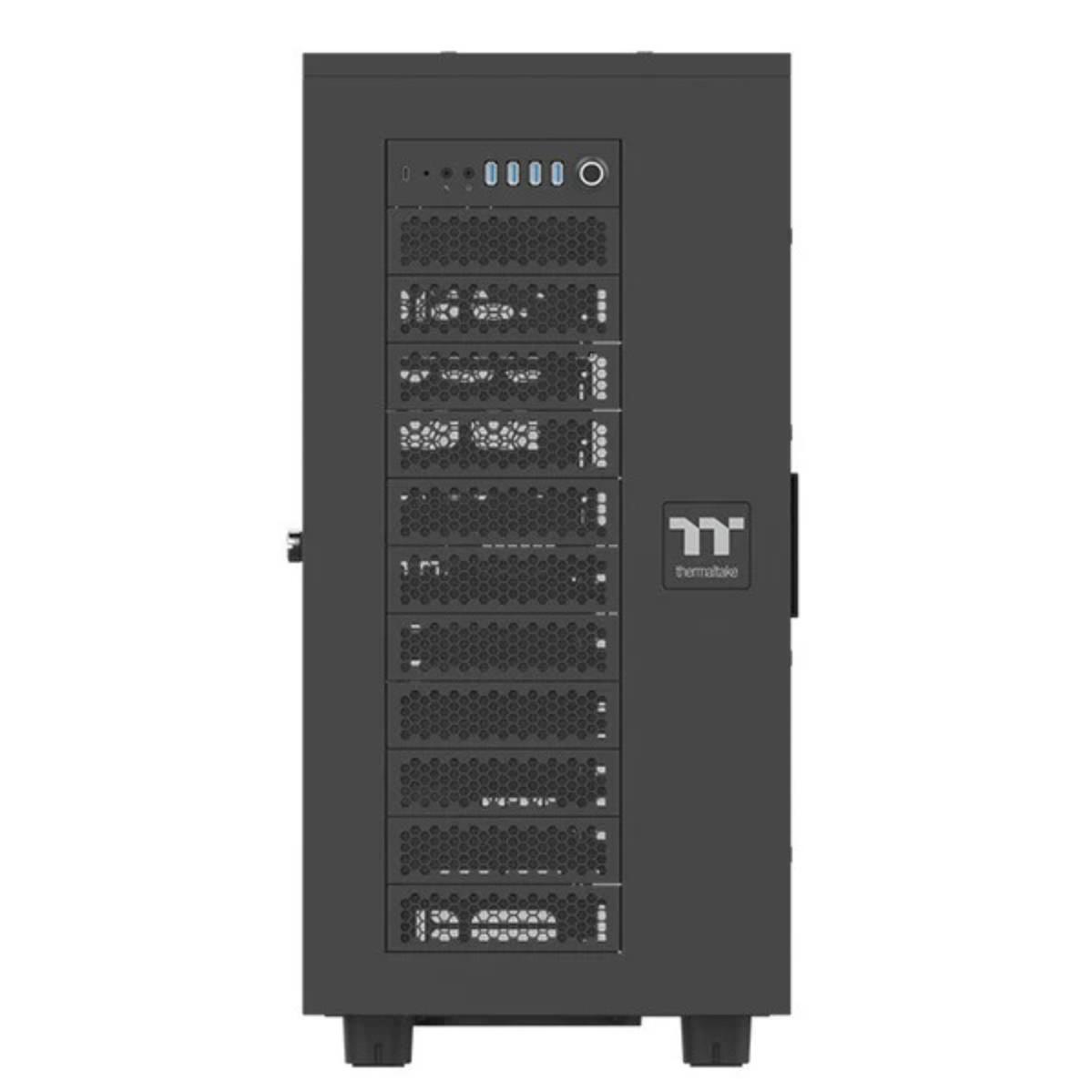 A large main feature product image of Thermaltake AX700 Tempered Glass XL-ATX Super Tower Case Black Edition