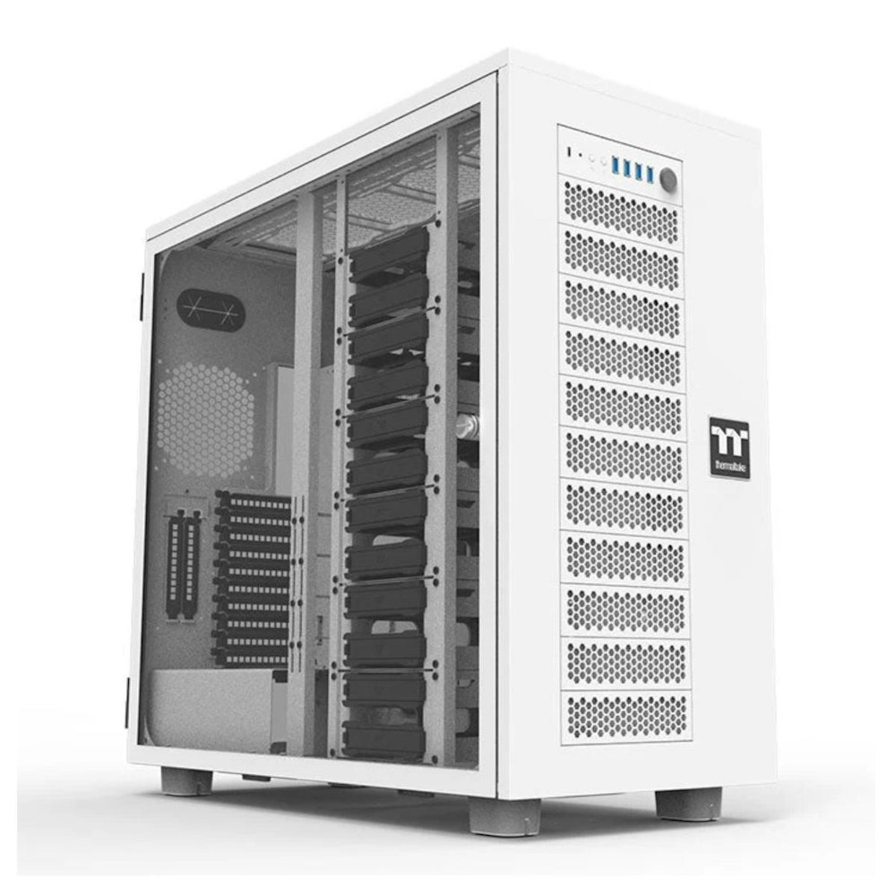 A large main feature product image of Thermaltake AX700 Tempered Glass XL-ATX Super Tower Case Snow Edition