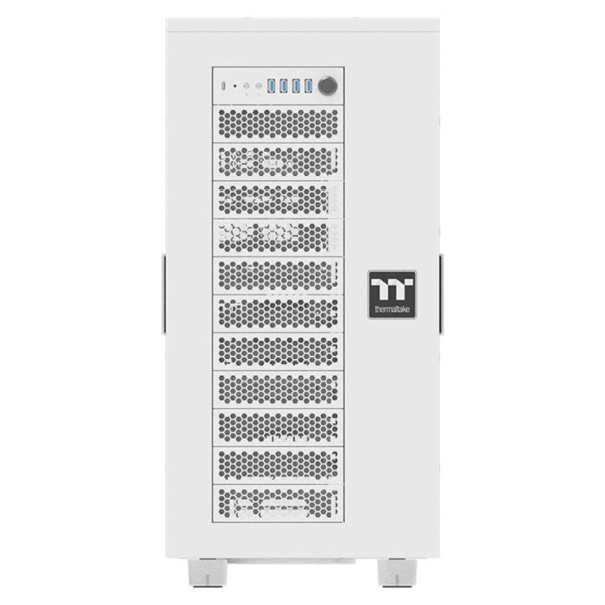 A large main feature product image of Thermaltake AX700 XL-ATX Super Tower Case Snow Edition