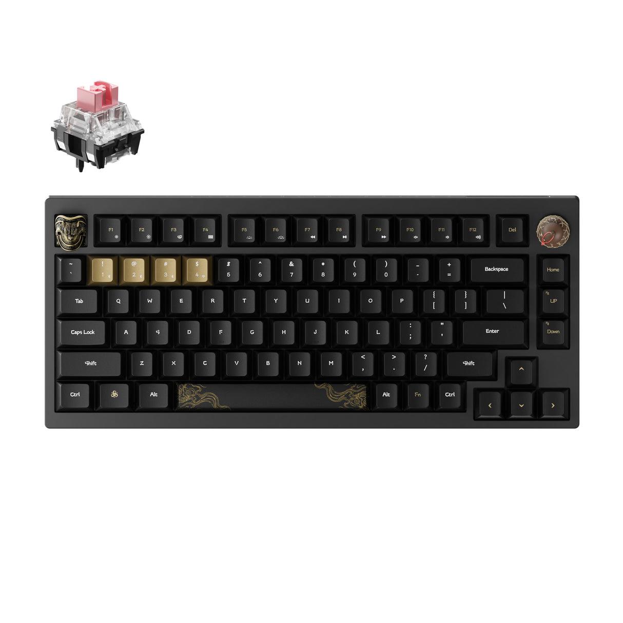 A large main feature product image of Keychron Black Myth Wukong Wireless Mechanical Keyboard - Deluxe Edition (TTC Golden Pink Switch)