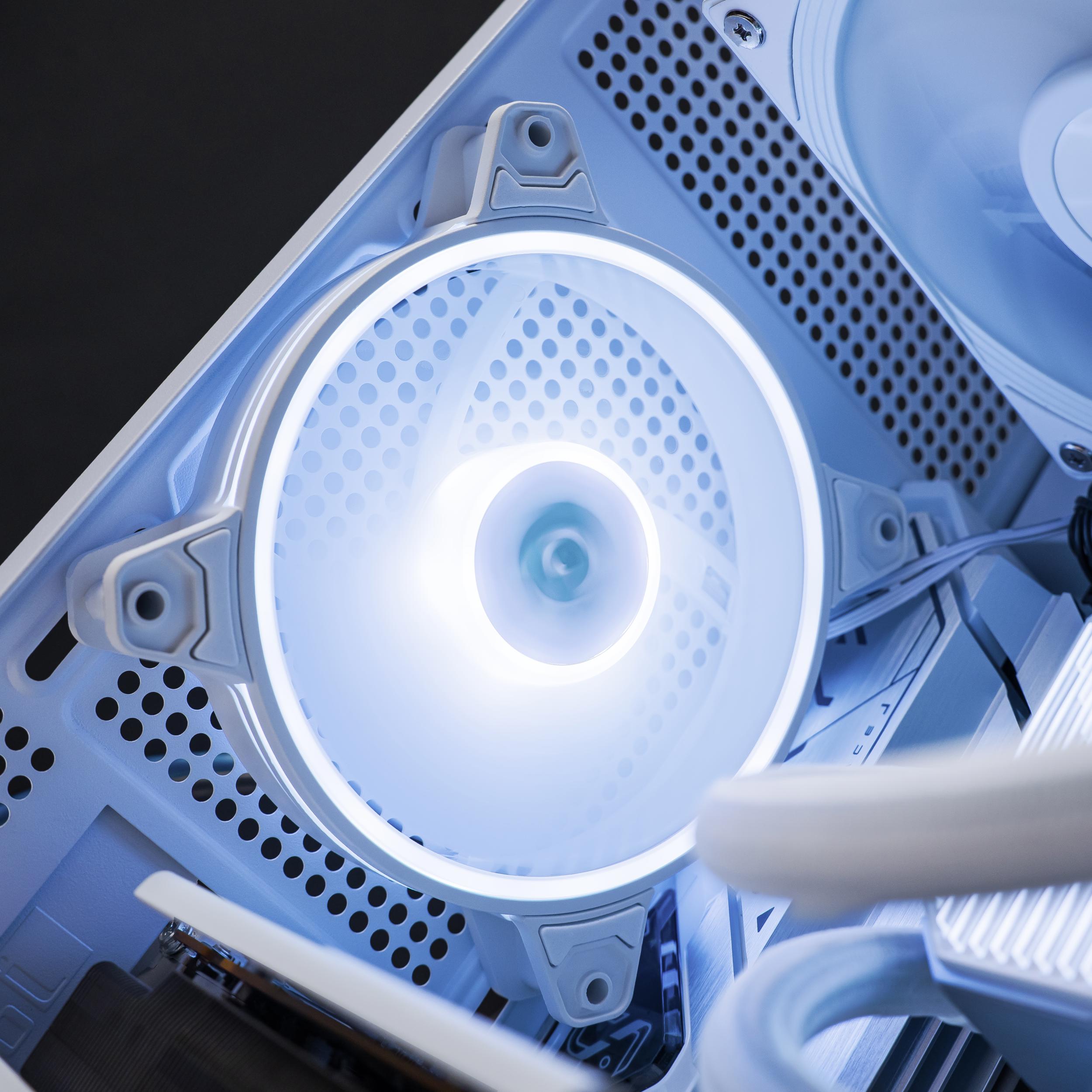 A large main feature product image of PLE Storm RX 9070 XT Prebuilt Ready To Go Gaming PC