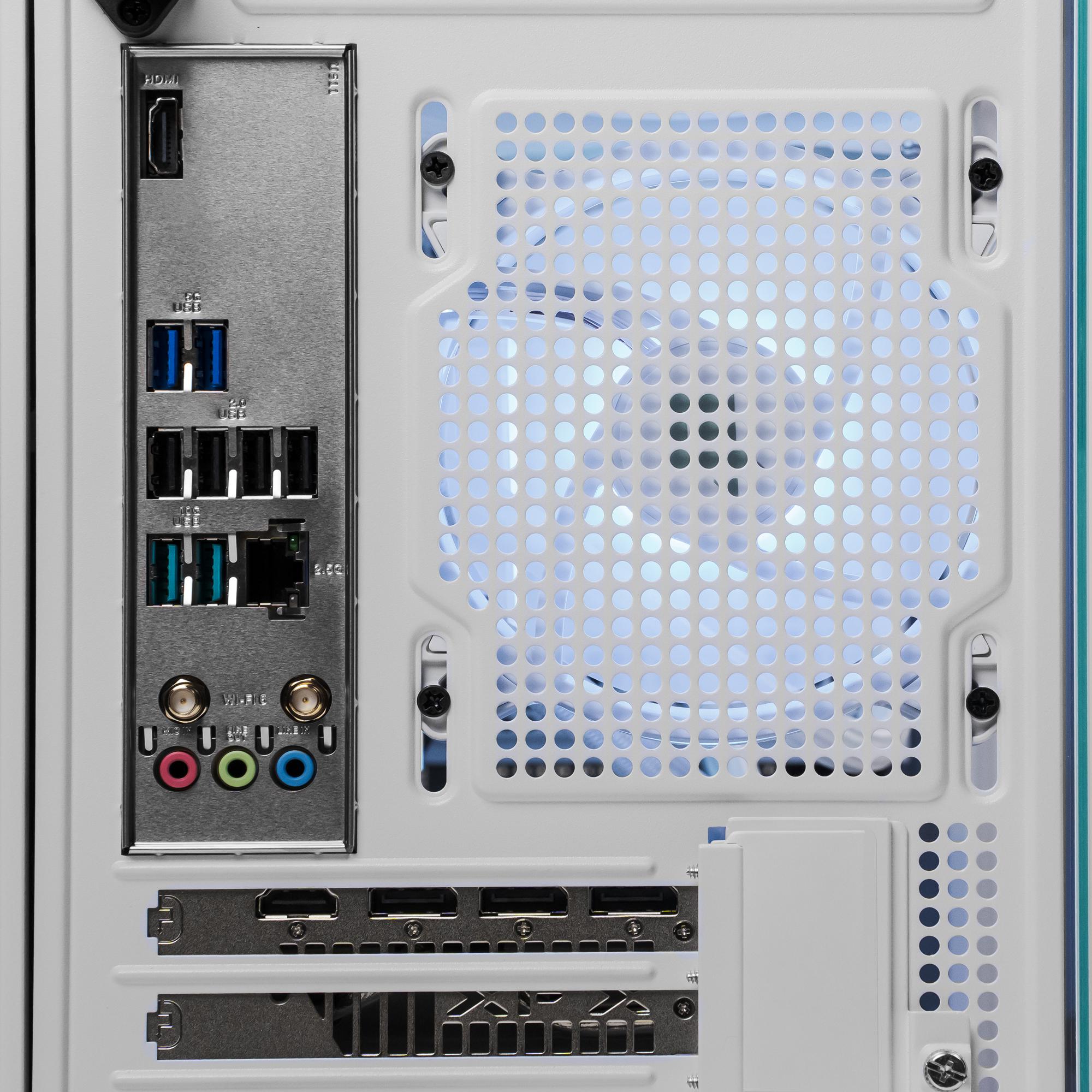 A large main feature product image of PLE Storm RX 9070 XT Prebuilt Ready To Go Gaming PC