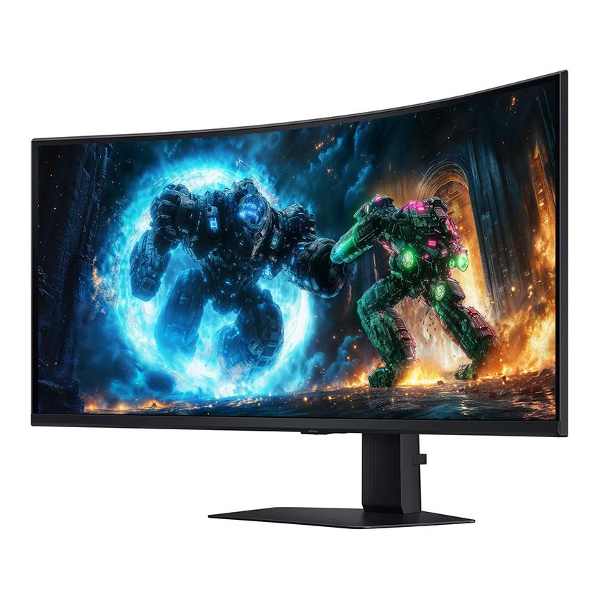 A large main feature product image of Samsung Odyssey  G7 G75F - 40" Curved 2160p 180Hz VA Gaming Monitor