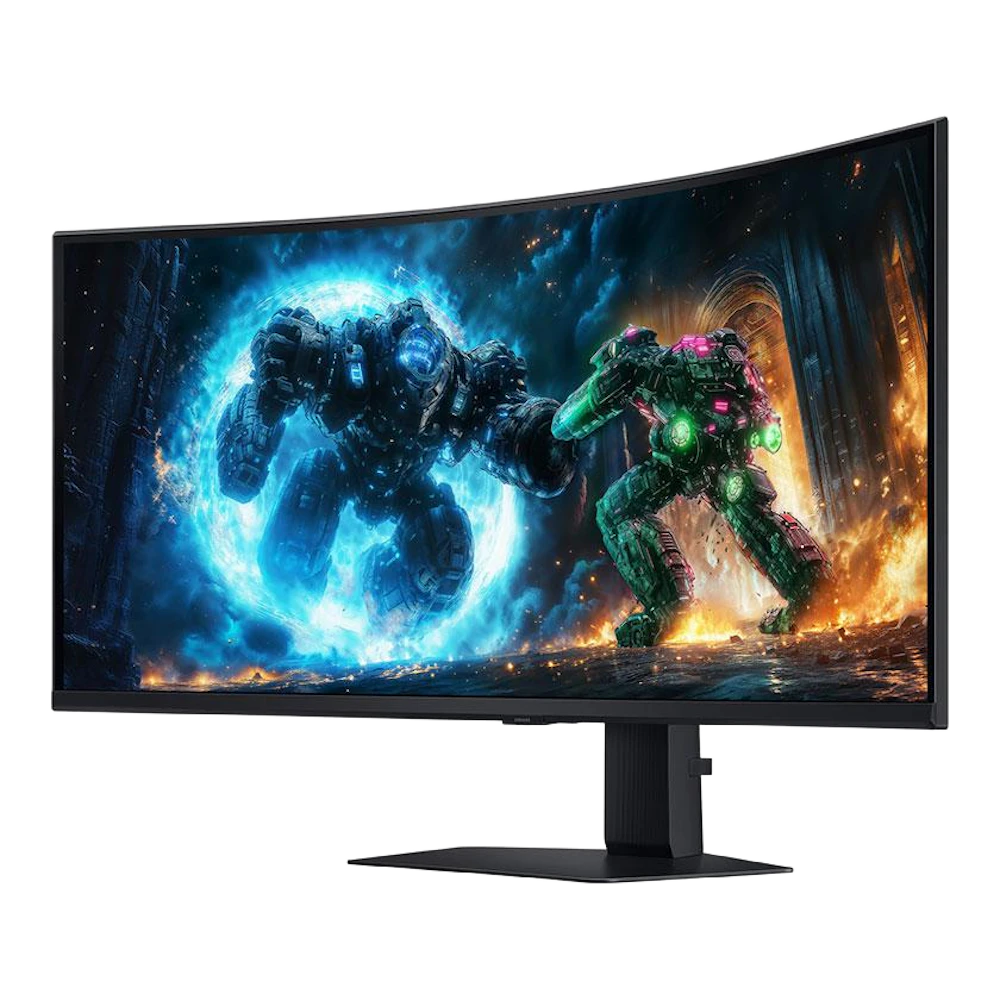 A large main feature product image of Samsung Odyssey G7 G75F - 37" Curved 4K 2160p 165Hz VA Gaming Monitor