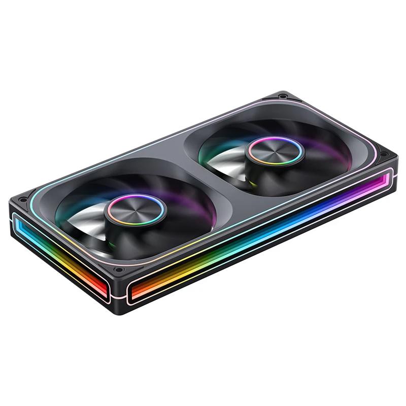 A large main feature product image of Jonsbo ZA-240 ARGB 120x240mm PWM Reverse Blade Dual Fan Module (Black)