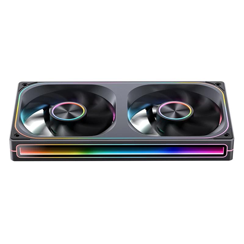 A large main feature product image of Jonsbo ZA-240 ARGB 120x240mm PWM Reverse Blade Dual Fan Module (Black)