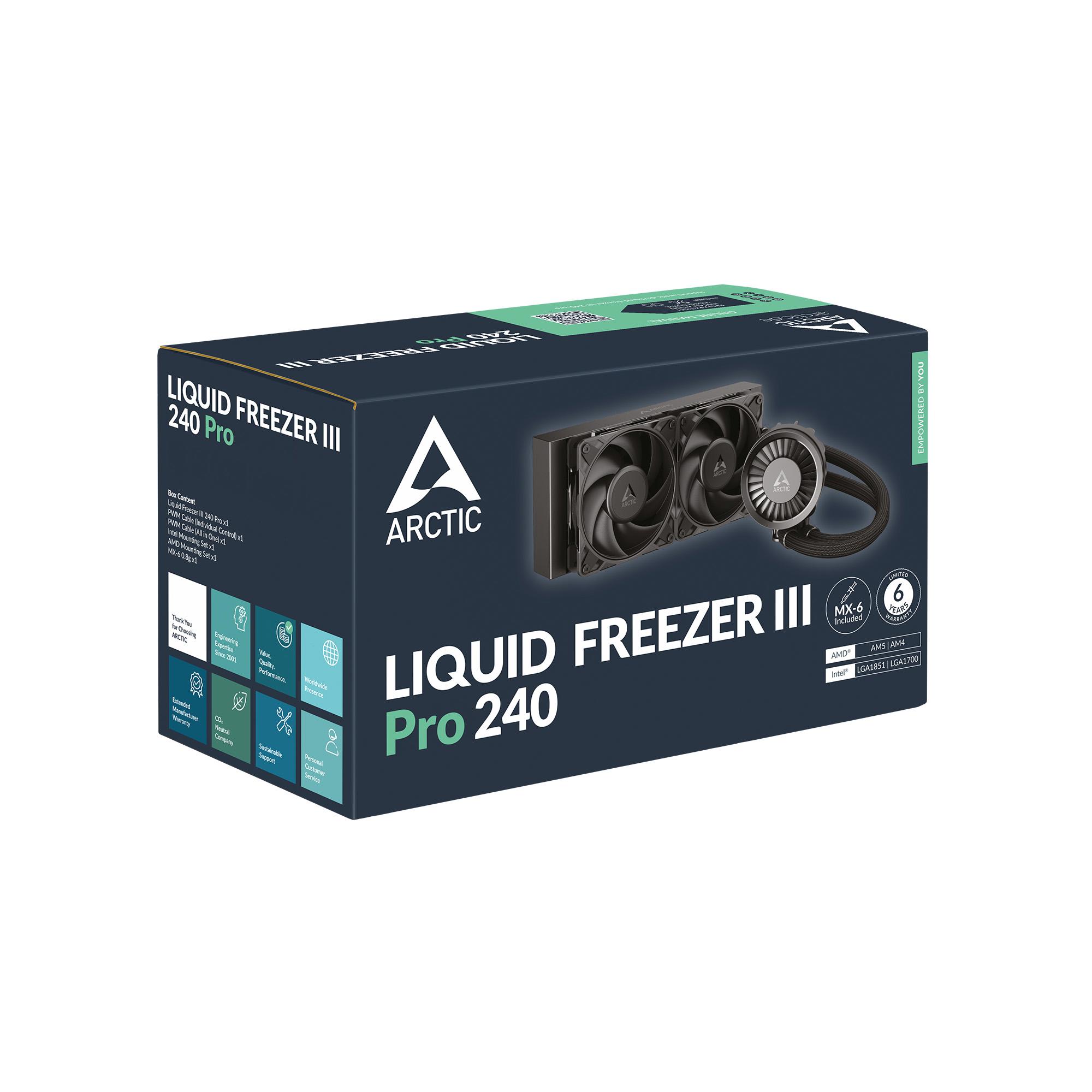 A large main feature product image of ARCTIC Liquid Freezer III Pro 240mm AIO Liquid CPU Cooler (Black)
